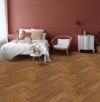 Heartwood Oak Herringbone Brandy Brushed and Matt Lacquered